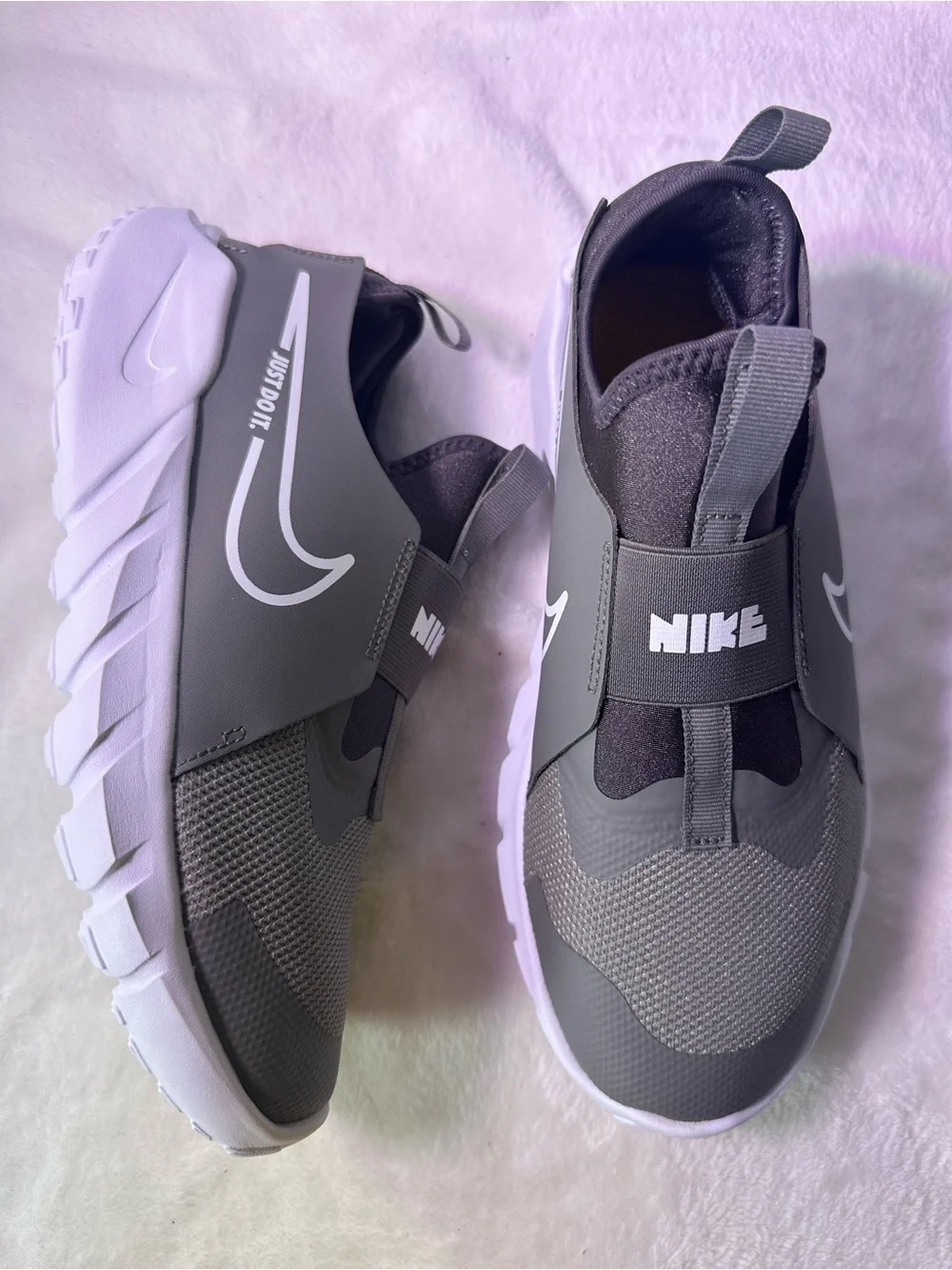 Nike  Grey and White Slip-On Sneaker